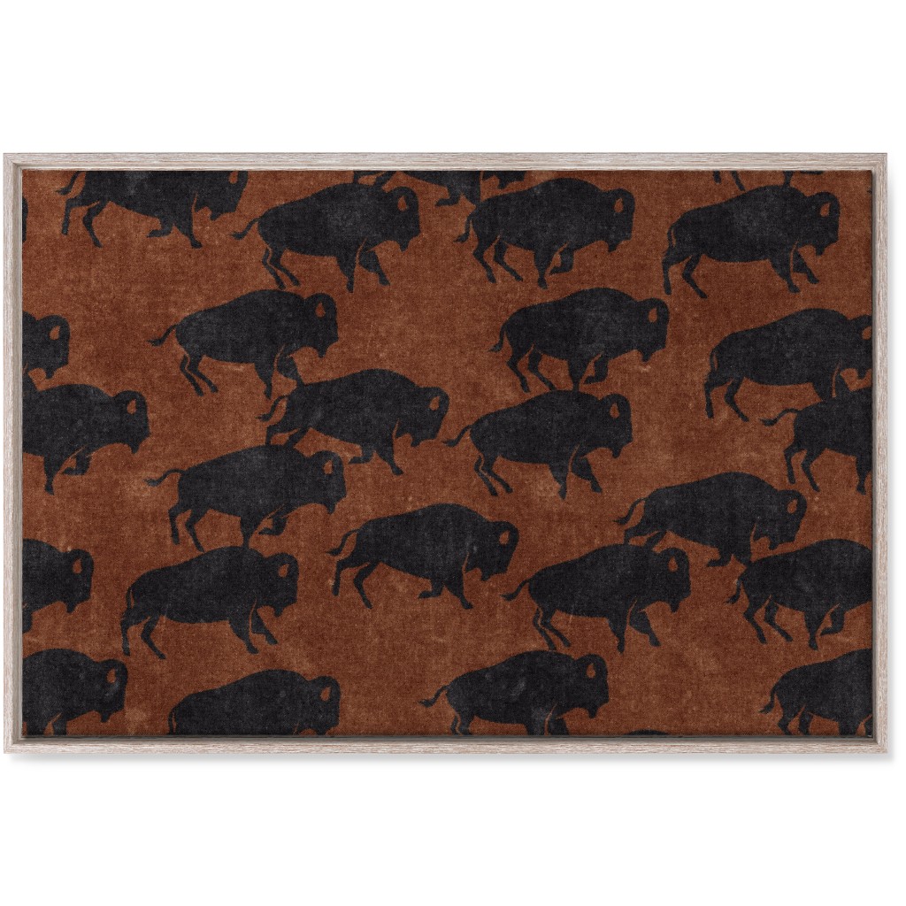 Bison Stampede - Inkwell on Brandywine Wall Art, Rustic, Single piece, Canvas, 24x36, Brown, Brown