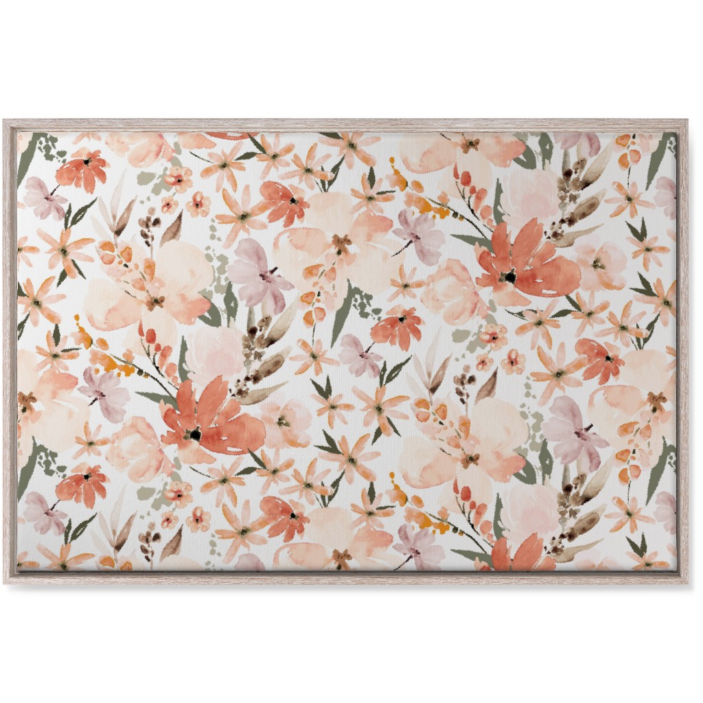 Earth Tone Floral Summer in Peach & Apricot Wall Art, Rustic, Single piece, Canvas, 24x36, Pink