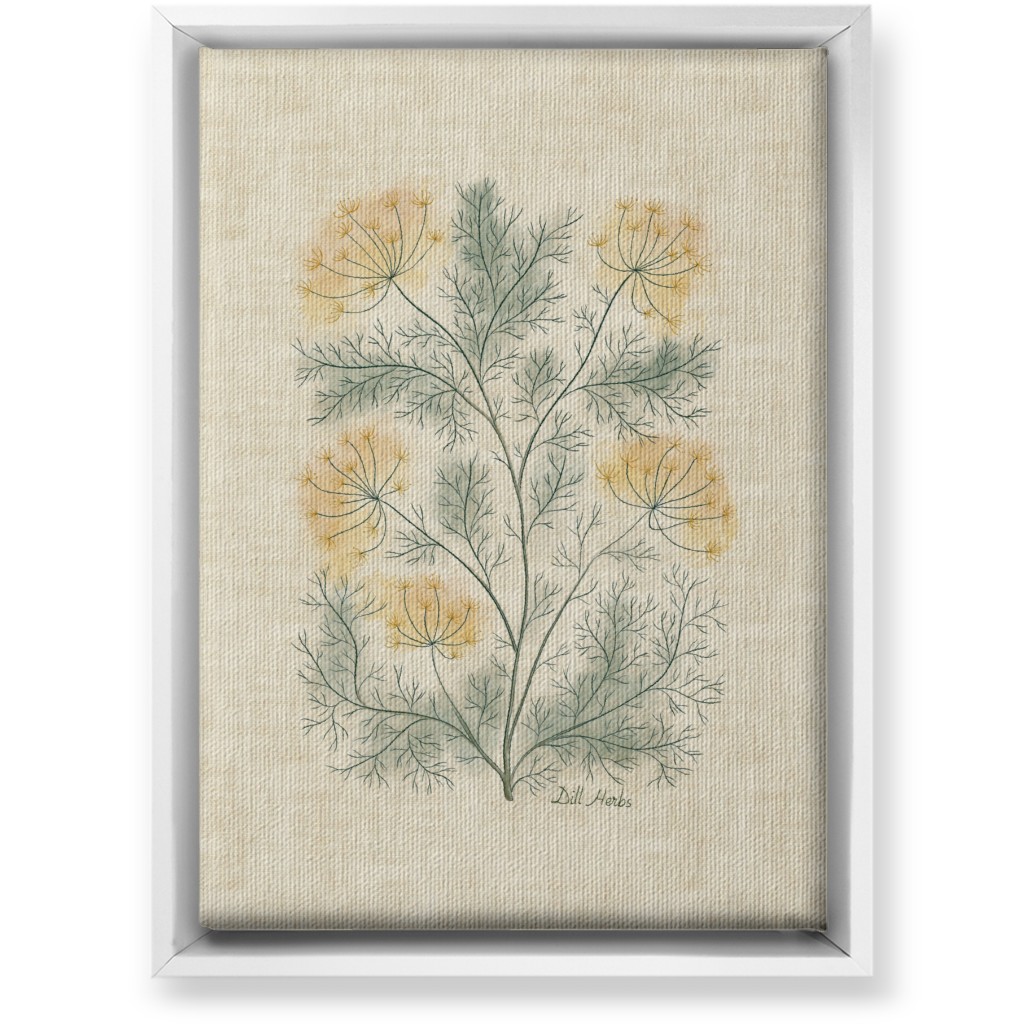 Dill Botanical Illustration Wall Art, White, Single piece, Canvas, 10x14, Beige, Pearl