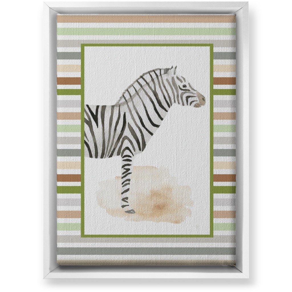 Jungle Safari Animals and Stripes - Zebra Wall Art, White, Single piece, Canvas, 10x14, Multicolor