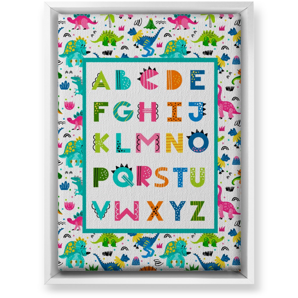 Colorful Dinosaur World Alphabet - Multi Wall Art, White, Single piece, Canvas, 10x14, Multicolor