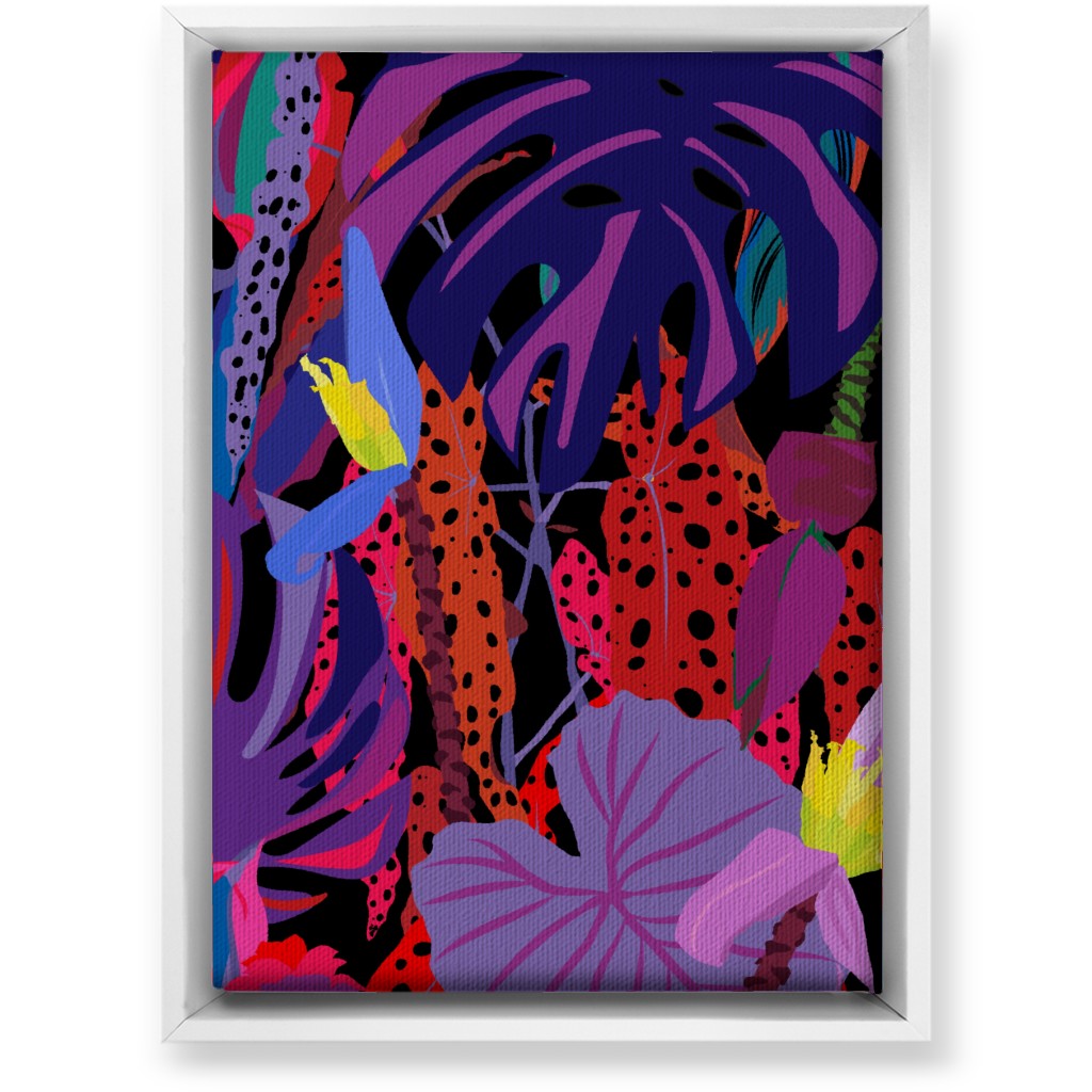 Neon Night Tropical Garden - Purple Wall Art, White, Single piece, Canvas, 10x14, Purple, Purple