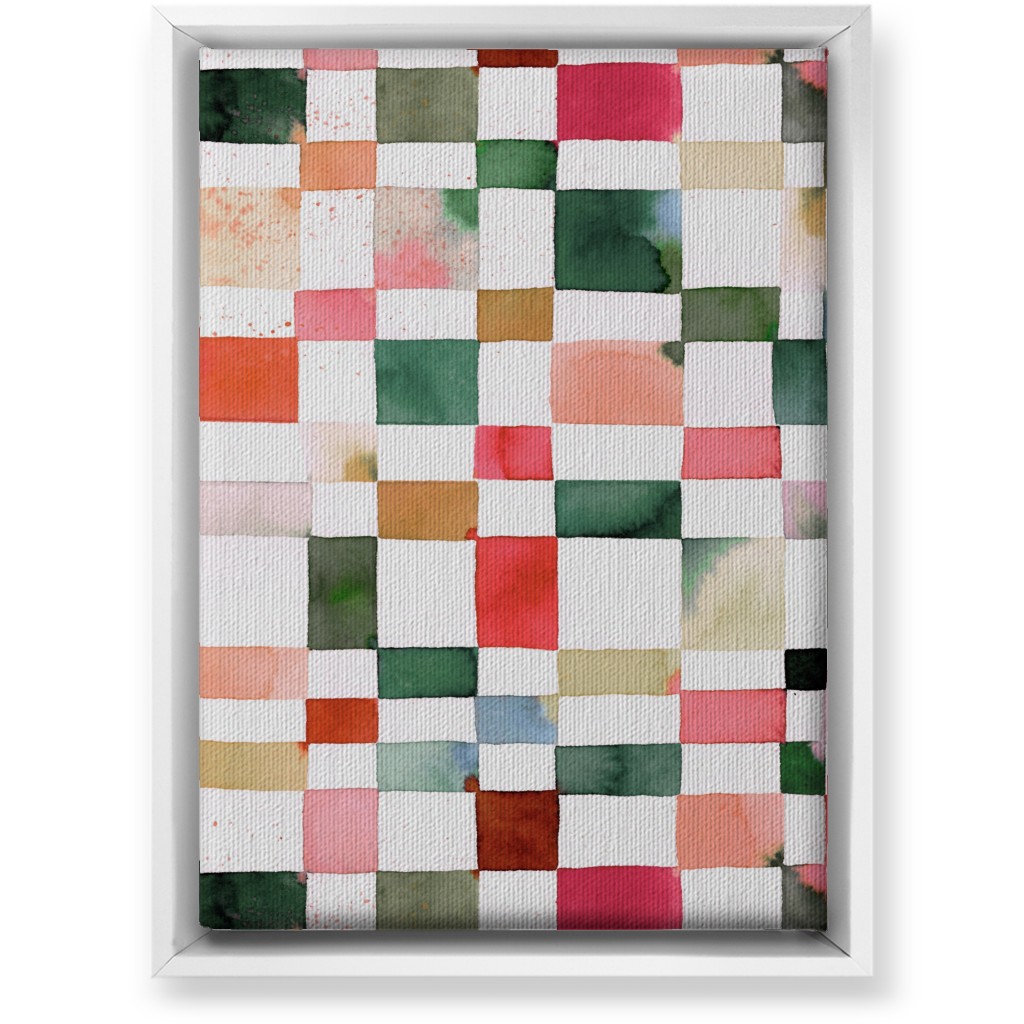 Watercolor Checker - Multi Wall Art, White, Single piece, Canvas, 10x14, Multicolor