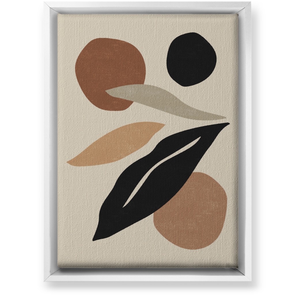 Abstract Shape and Leaf Collage - Neutral Wall Art, White, Single piece, Canvas, 10x14, Beige, Pearl