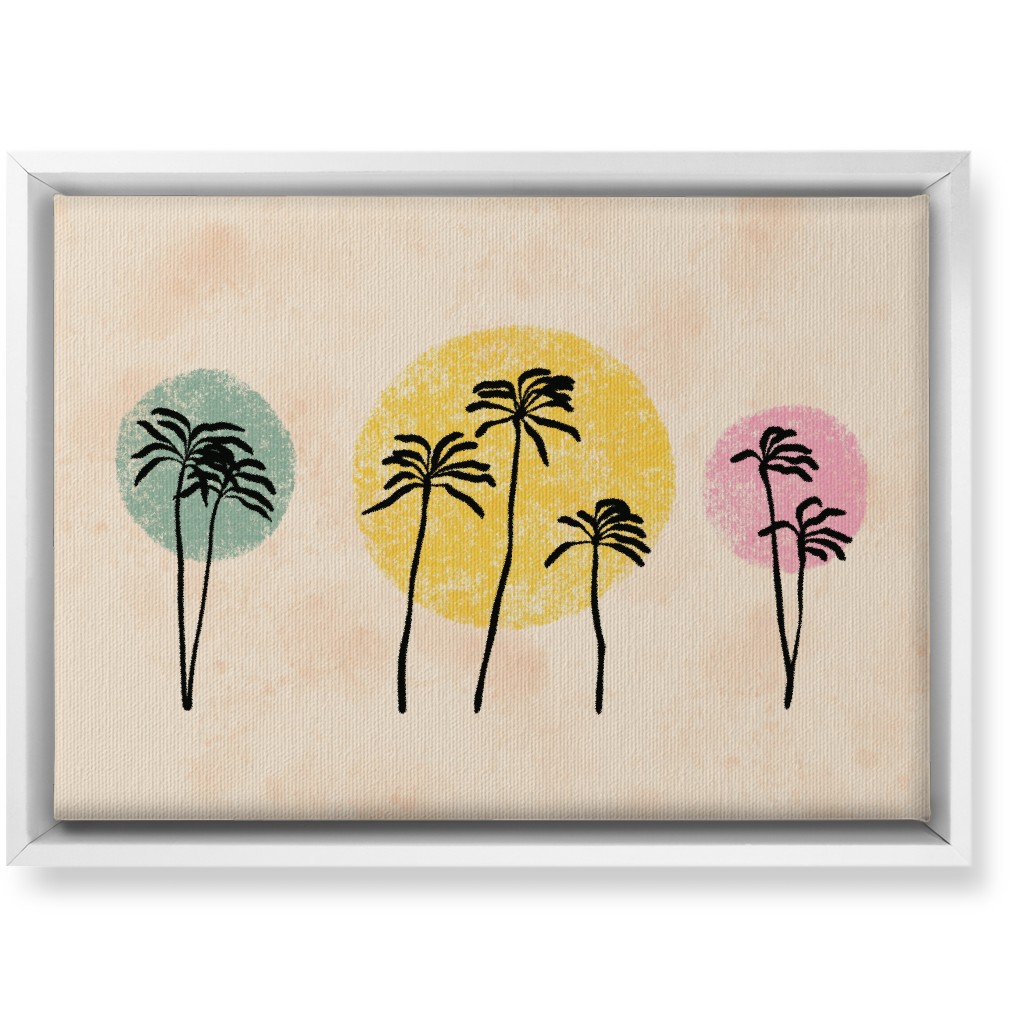 Palm Trees on Colored Dots - Multi Wall Art, White, Single piece, Canvas, 10x14, Multicolor