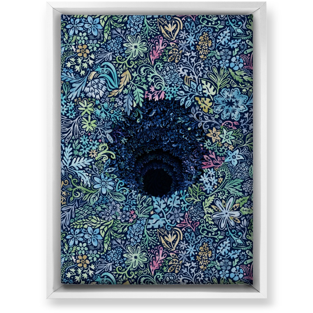 Deep Down Colorful Floral Abstract Wall Art, White, Single piece, Canvas, 10x14, Blue