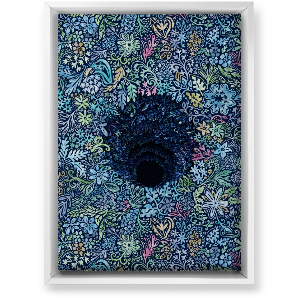 Deep Down Colorful Floral Abstract Wall Art, White, Single piece, Canvas, 10x14, Blue, Oasis