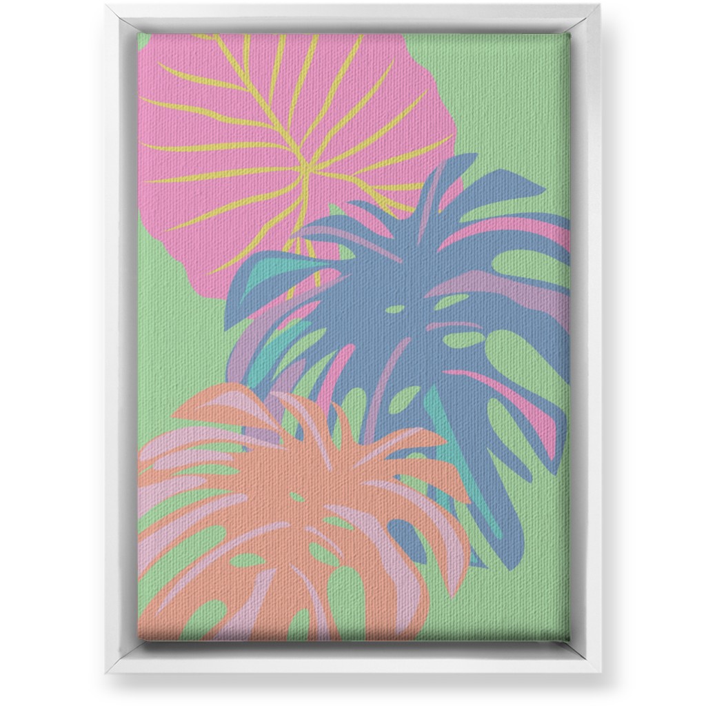 Bold Tropical Leaves - Multi Wall Art, White, Single piece, Canvas, 10x14, Multicolor