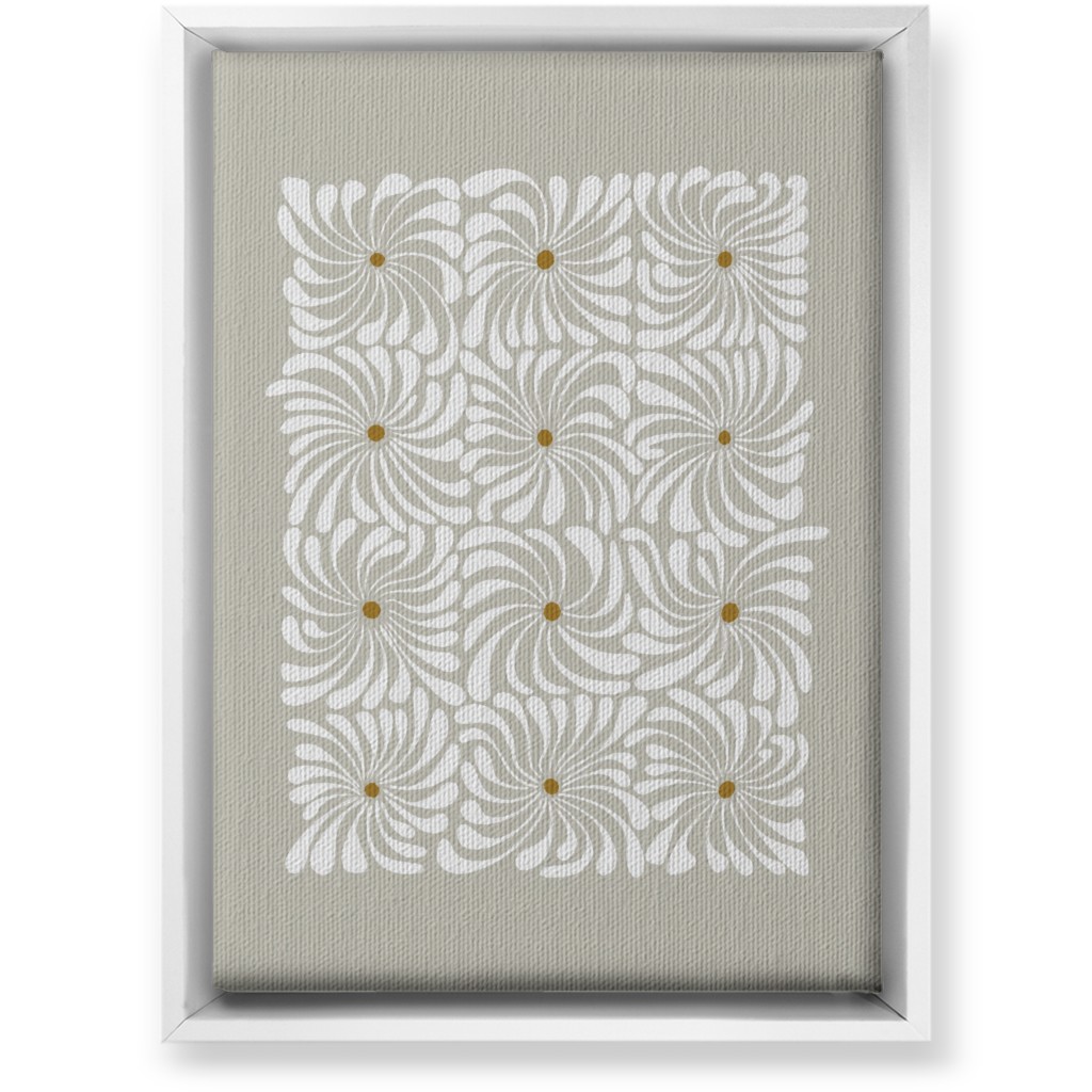 Mod Daisy Grid Wall Art, White, Single piece, Canvas, 10x14, Gray, Pebble
