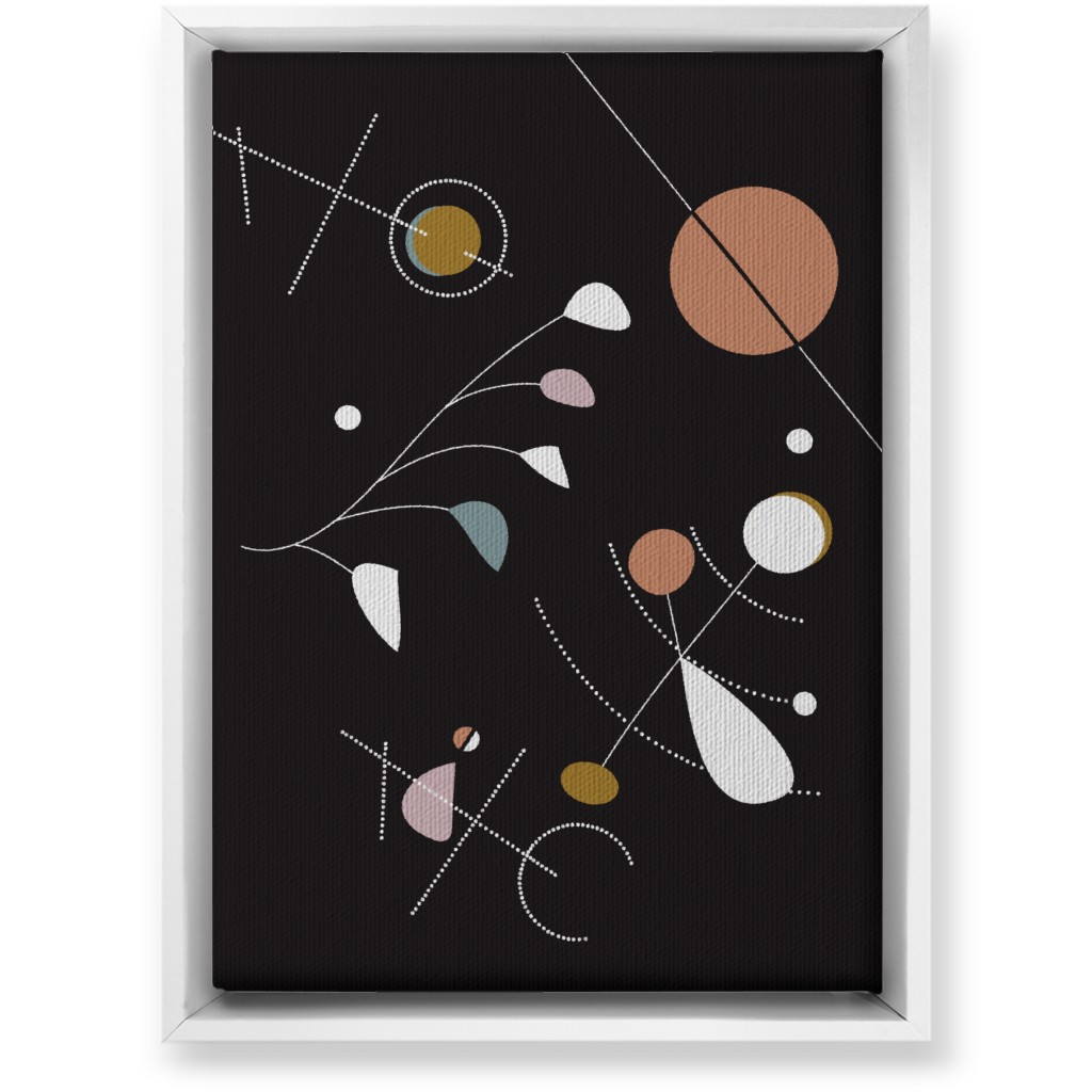 Mod Abstract Costmic Shapes - Multi on Black Wall Art, White, Single piece, Canvas, 10x14, Multicolor
