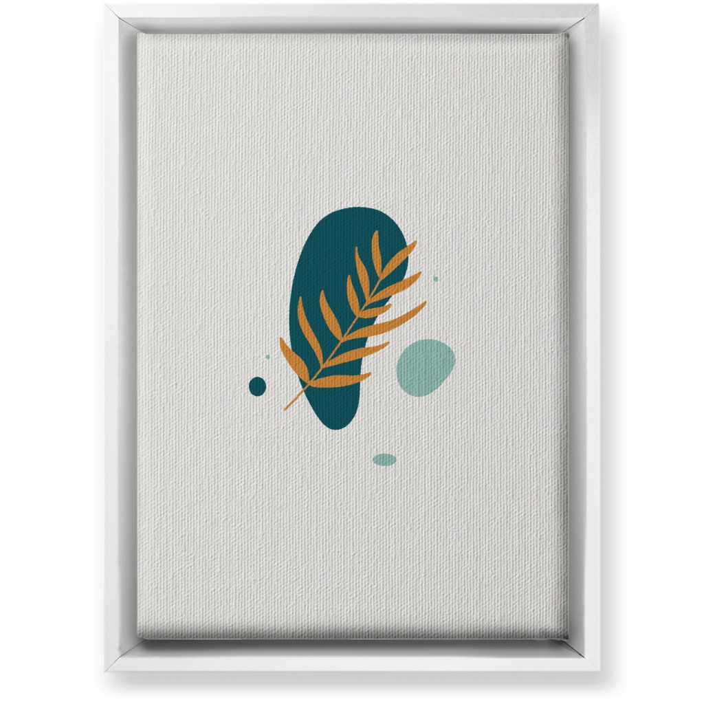 Shapes and Fern Leaf V Wall Art, White, Single piece, Canvas, 10x14, Green