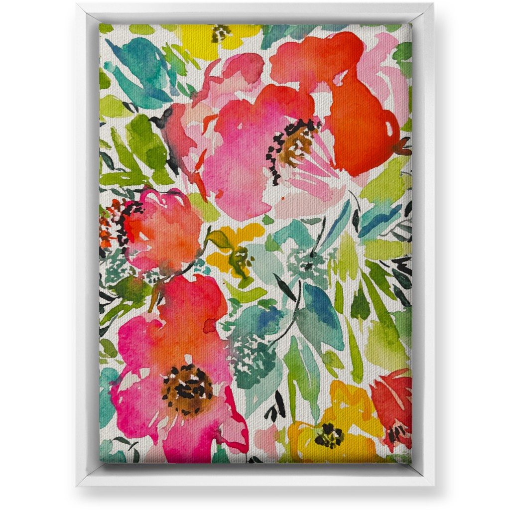 Bright Summer Florals - Multi Wall Art, White, Single piece, Canvas, 10x14, Multicolor