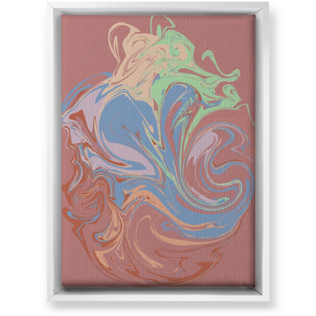 Abstract Marble Smoke Swirl - Multi on Pink Wall Art, White, Single piece, Canvas, 10x14, Multicolor