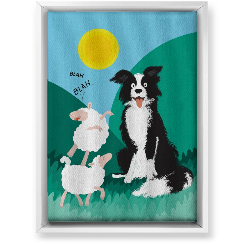 Border Collie and Sheep - Multi Wall Art, White, Single piece, Canvas, 10x14, Multicolor