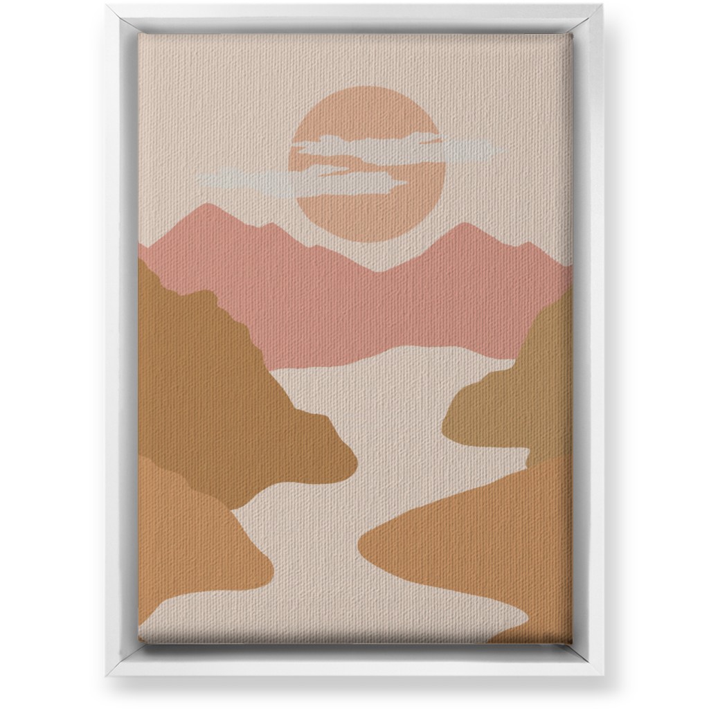 Abstract Valley Landscape - Neutral Wall Art, White, Single piece, Canvas, 10x14, Orange
