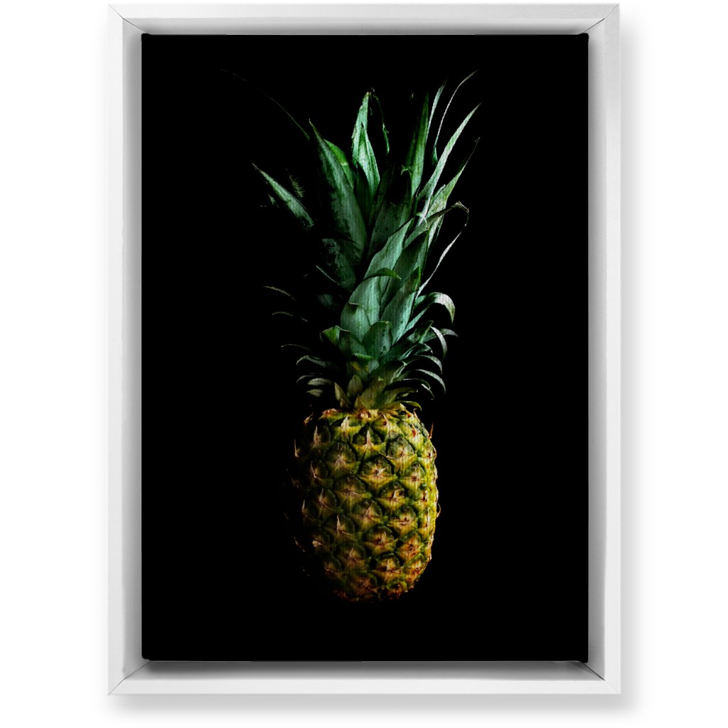 Pineapple - Yellow on Black Wall Art, White, Single piece, Canvas, 10x14, Black