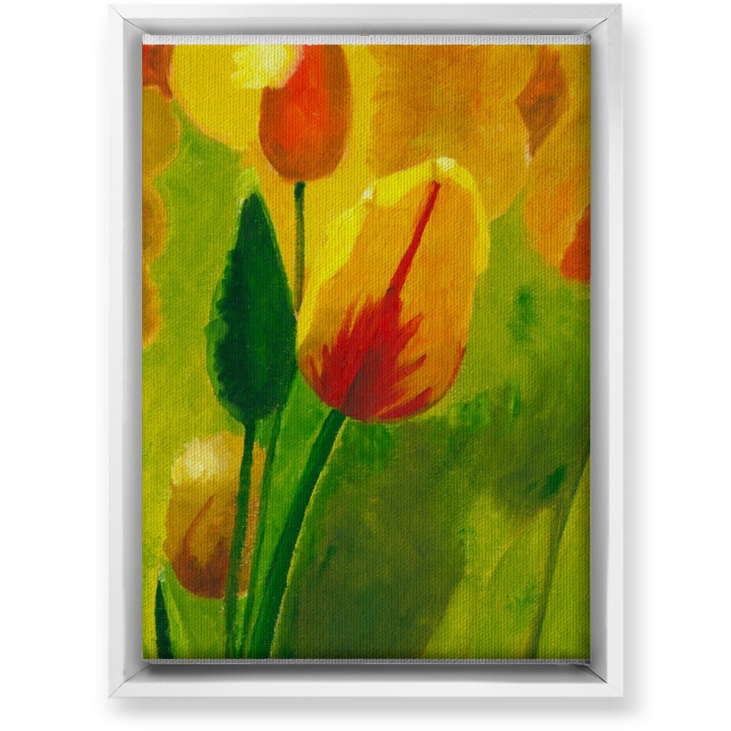 Tulip Hand Painted Oil - Orange and Green Wall Art, White, Single piece, Canvas, 10x14, Orange, Orange