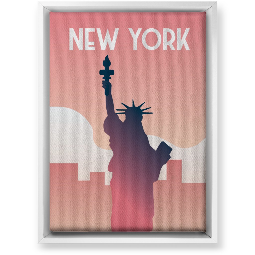 New York City Statue of Liberty Wall Art, White, Single piece, Canvas, 10x14, Pink