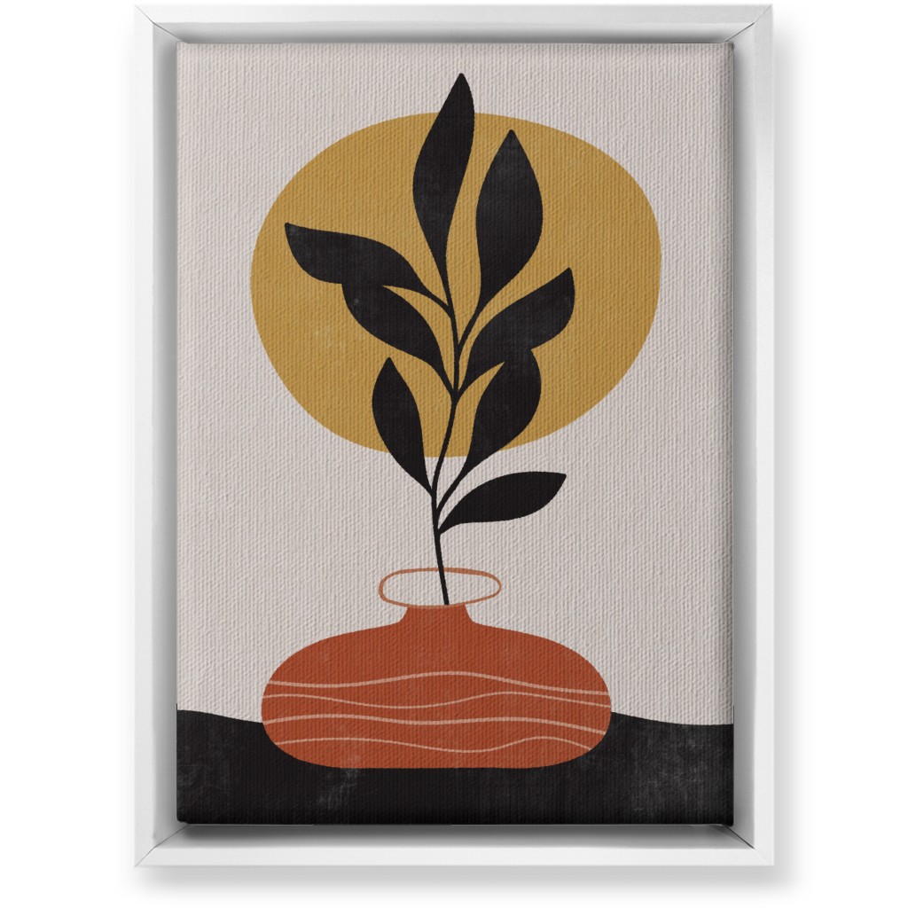 Earthen Vase - Terracotta Wall Art, White, Single piece, Canvas, 10x14, Orange, Orange