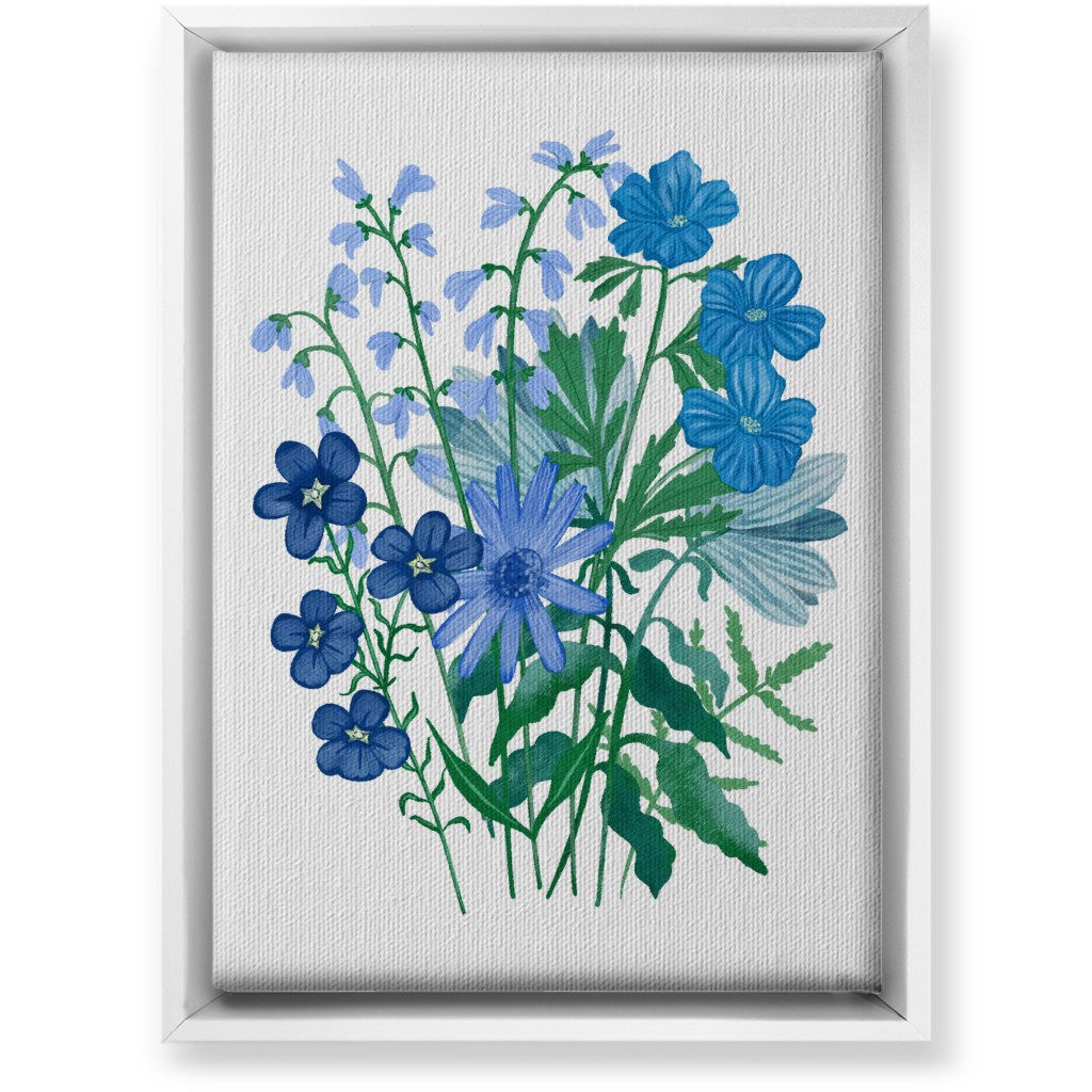 Bouquet of Flowers - Blue Wall Art, White, Single piece, Canvas, 10x14, Blue, True Blue