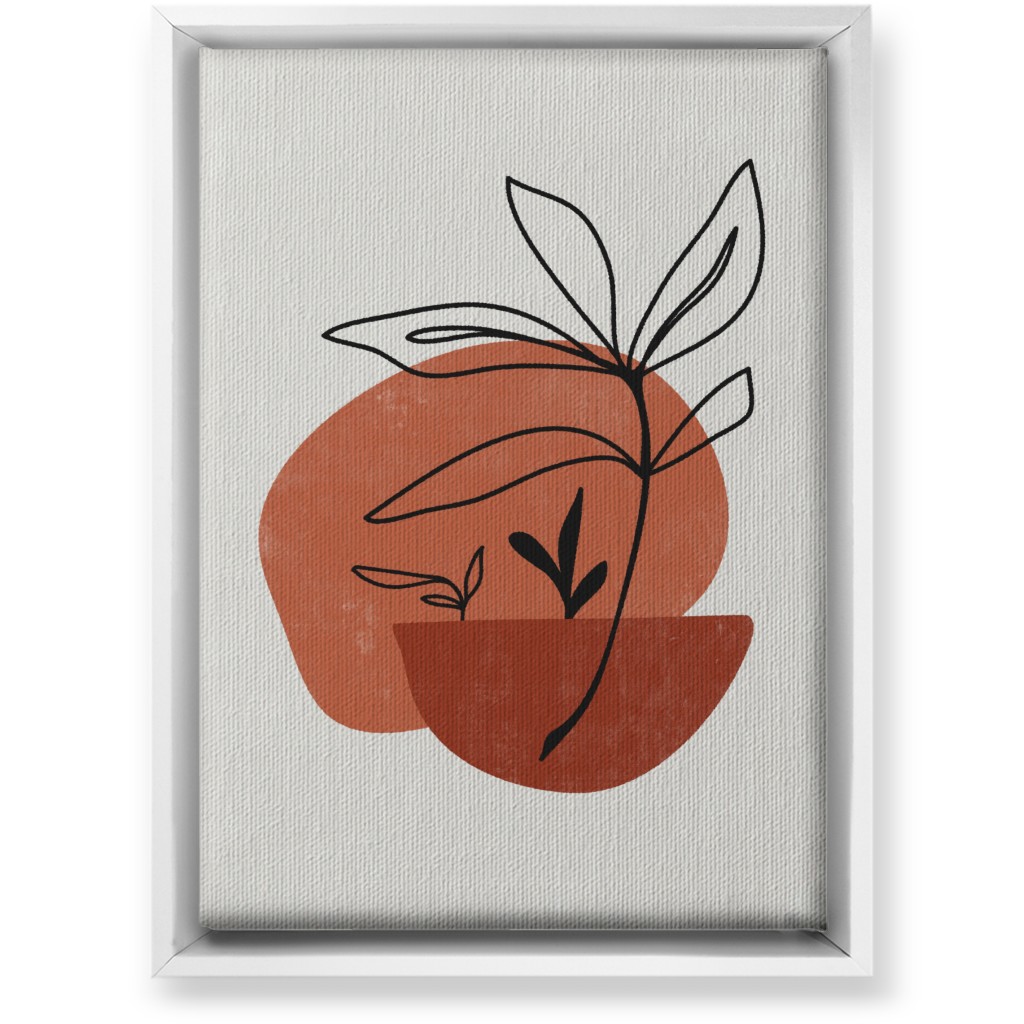 Abstract Leaf Sketch - Terracotta and Ivory Wall Art, White, Single piece, Canvas, 10x14, Brown, Brown