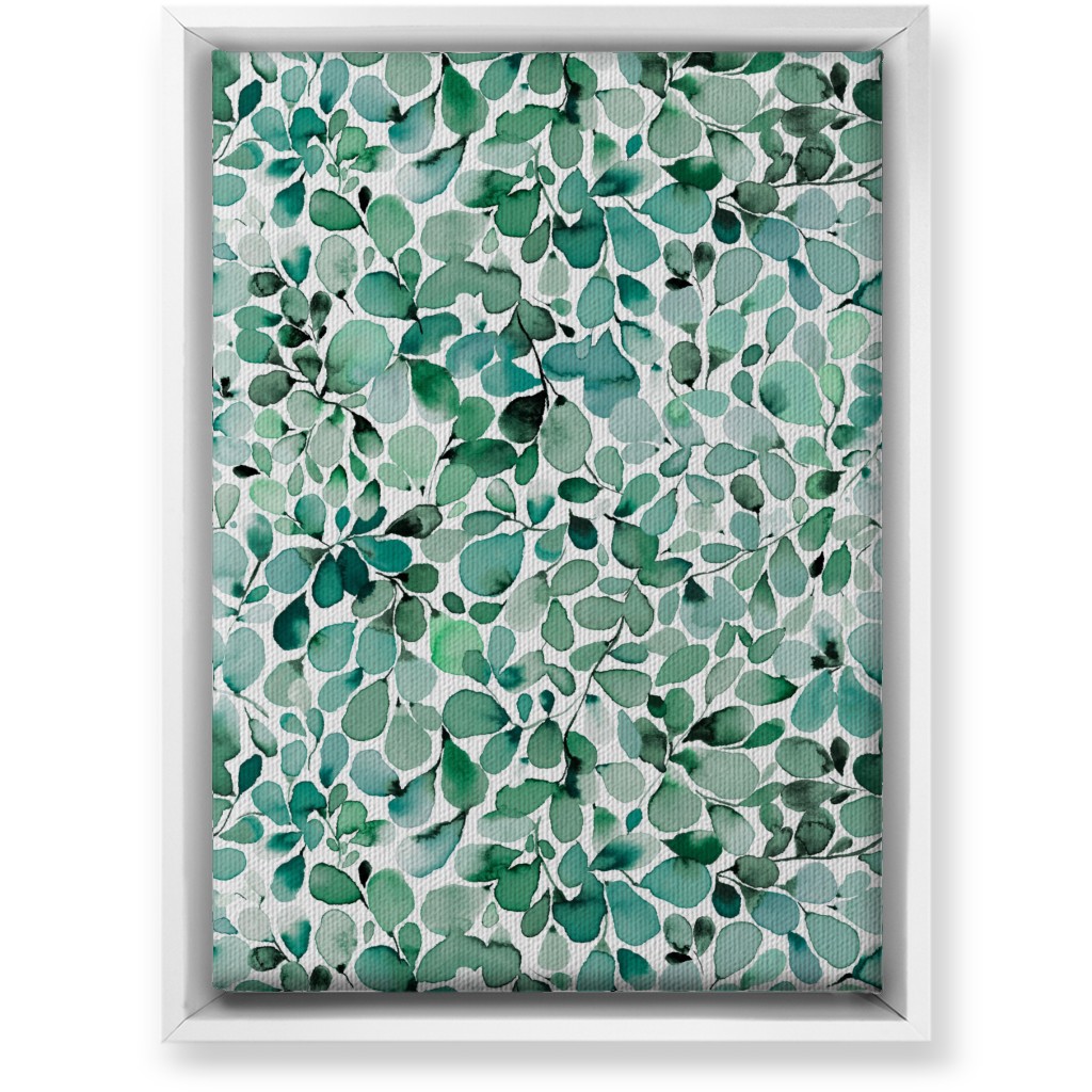 Little Leaves Eucalyptus Foliage - Green Wall Art, White, Single piece, Canvas, 10x14, Green, Classic Green
