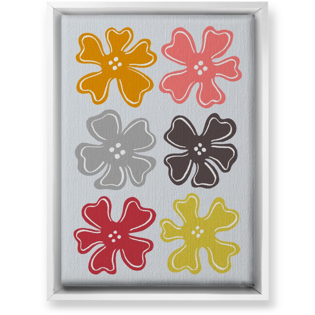 Button Flowers Wall Art, White, Single piece, Canvas, 10x14, Multicolor, Silver Lining