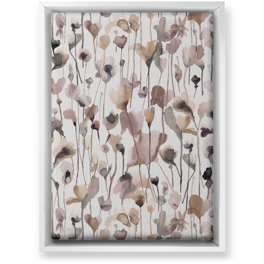 Watercolor Wild Rustic Flowers - Neutral Wall Art, White, Single piece, Canvas, 10x14, Brown, Brown