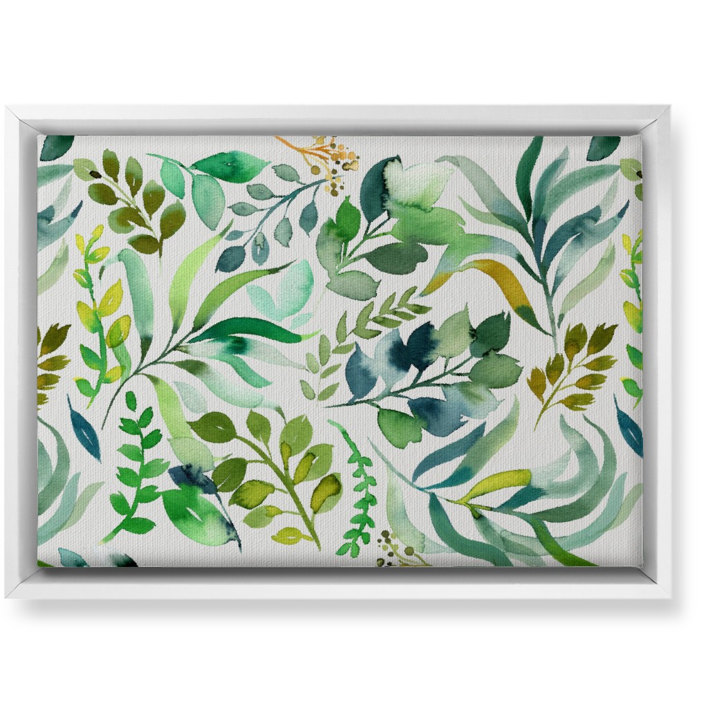 Watercolor Leaves Wall Art, White, Single piece, Canvas, 10x14, Green, Verdant