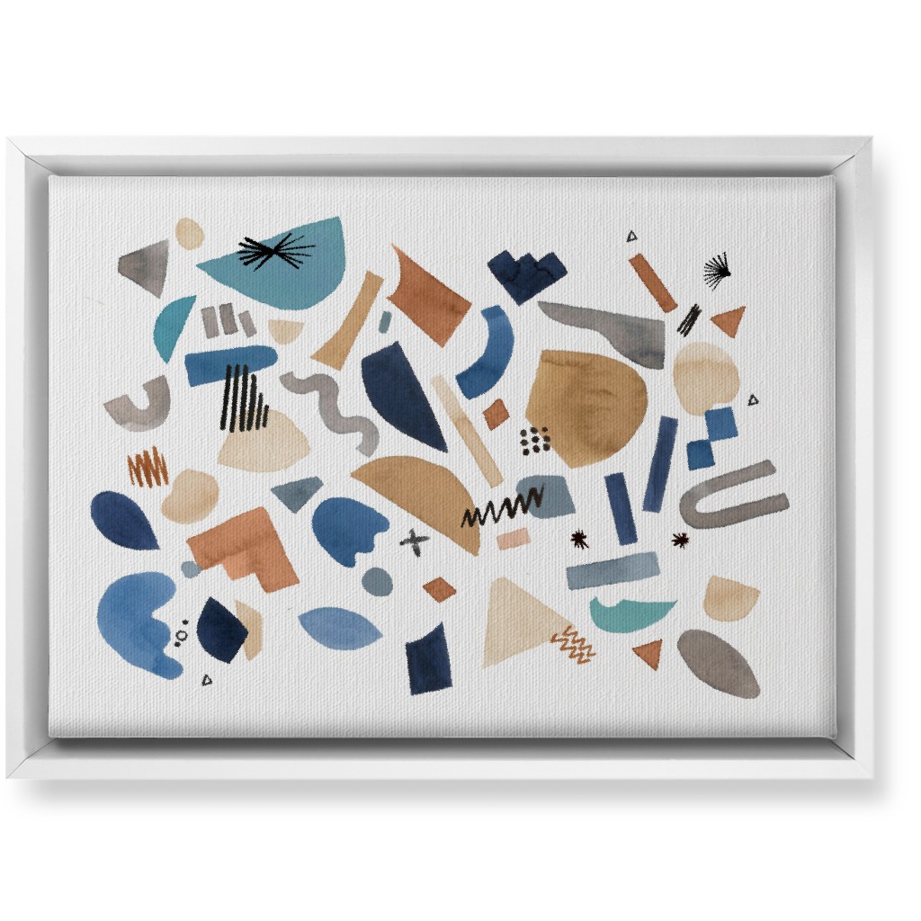 Geometric Abstract Pieces - Blue Wall Art, White, Single piece, Canvas, 10x14, Multicolor