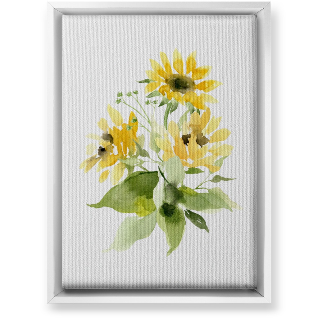Bunch of Sunflowers Watercolor - Yellow Wall Art, White, Single piece, Canvas, 10x14, Yellow, Classic Yellow