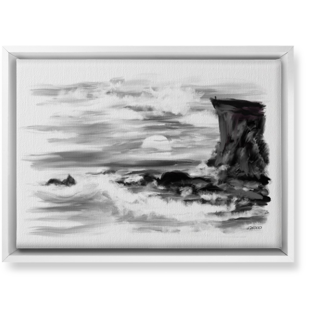 Abrupt - Black and White Wall Art, White, Single piece, Canvas, 10x14, Black, Black