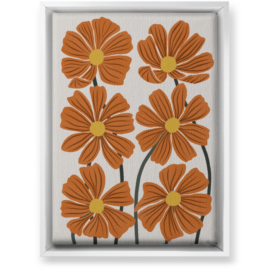 Botanical Cosmos Flowers Wall Art, White, Single piece, Canvas, 10x14, Orange, Nutmeg