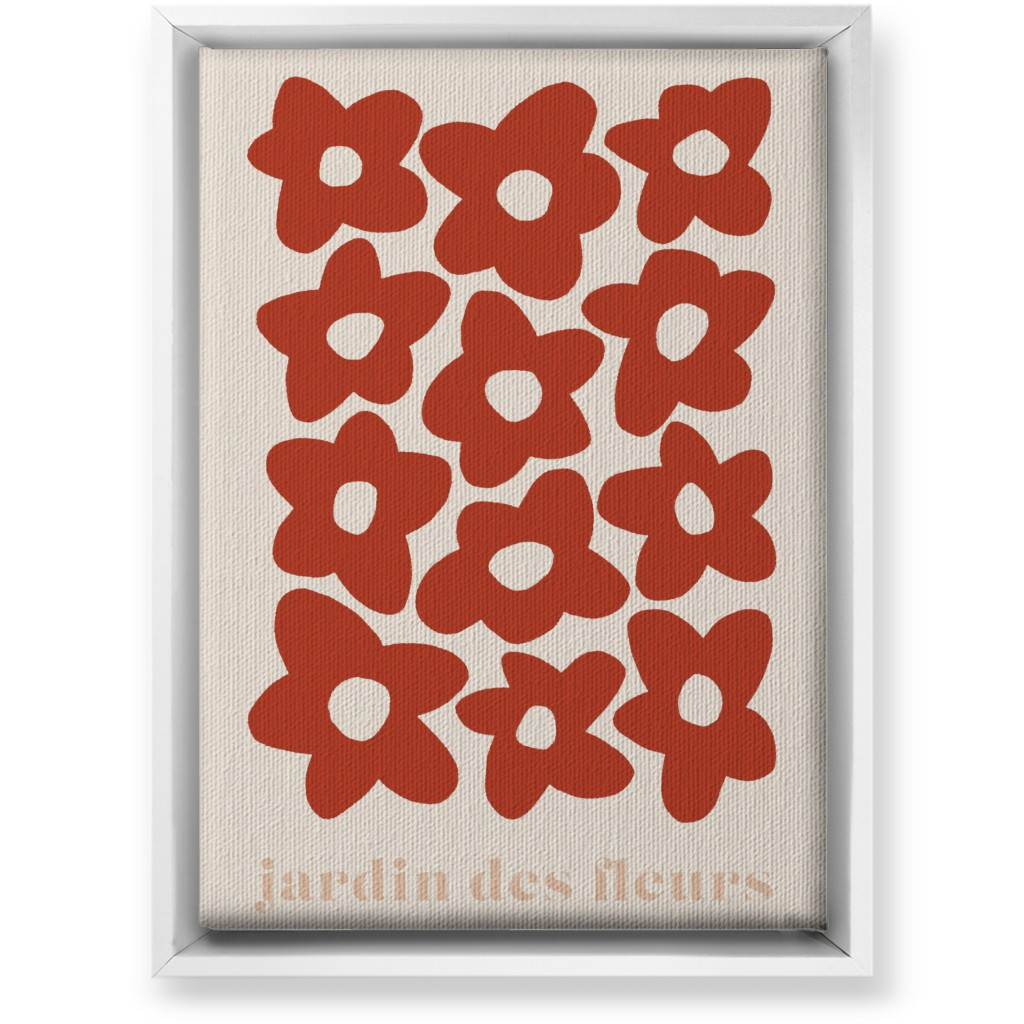 Botanical Graphic Retro Flower Garden Wall Art, White, Single piece, Canvas, 10x14, Red, Cinnamon