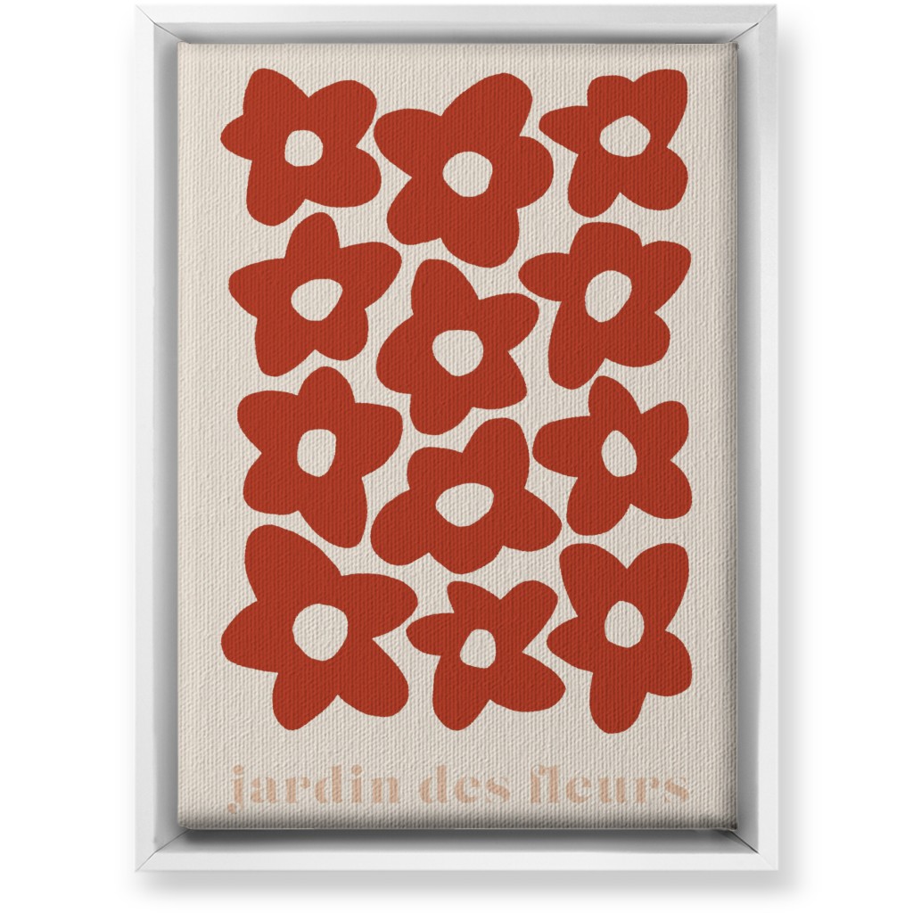 Botanical Graphic Retro Flower Garden Wall Art, White, Single piece, Canvas, 10x14, Red