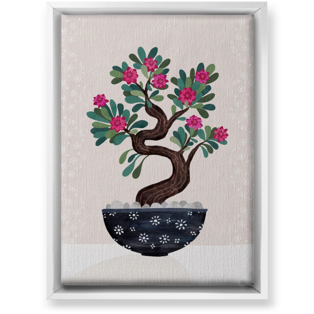 Bonsai - Pink Wall Art, White, Single piece, Canvas, 10x14, Pink, Bright Pink