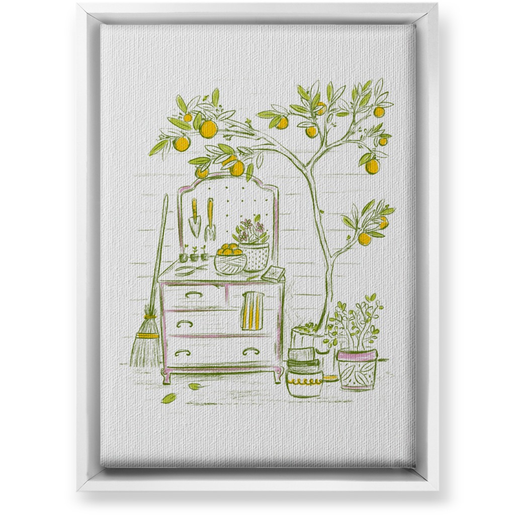 Lemon Tree - Yellow on White Wall Art, White, Single piece, Canvas, 10x14, Yellow