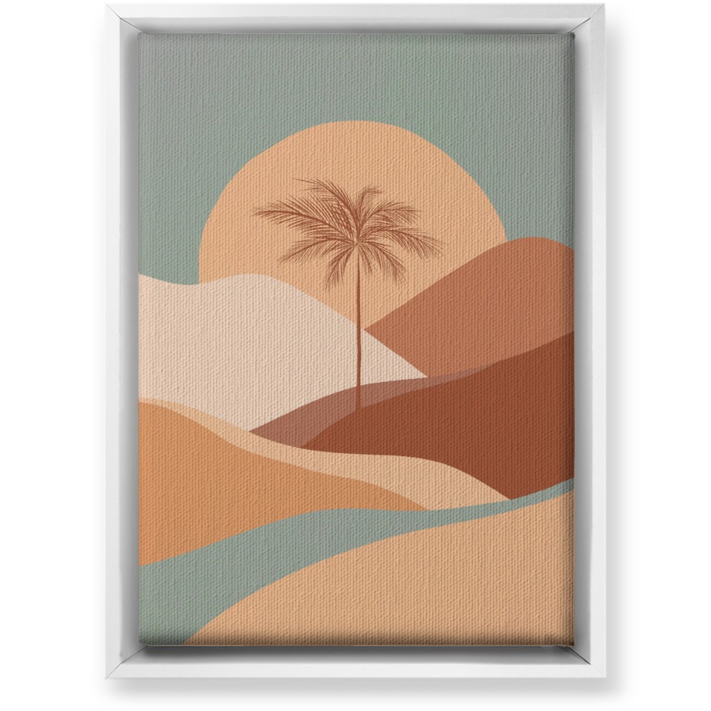 Tropical Boho Palm Sunset - Orange and Blue Wall Art, White, Single piece, Canvas, 10x14, Multicolor