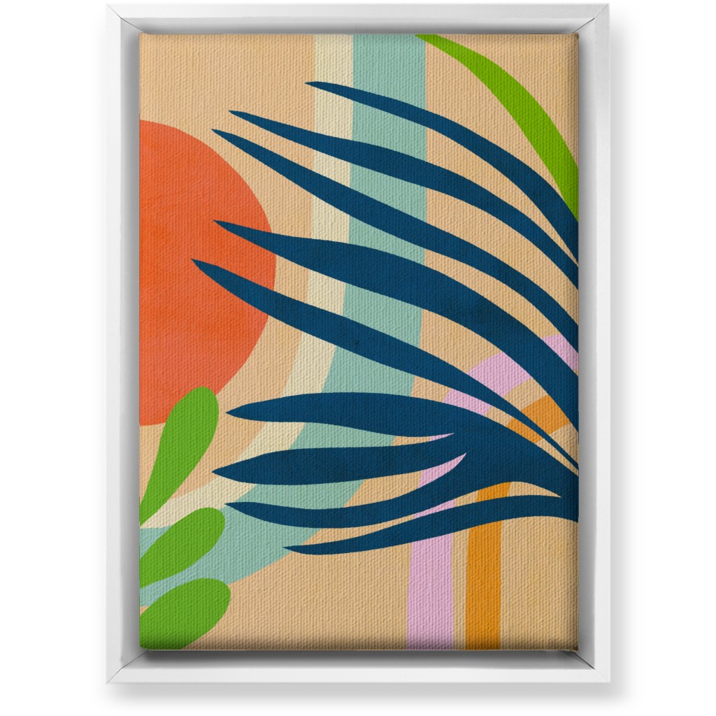 Palm, Sun and Rainbow Tropical Botanicals - Multi Wall Art, White, Single piece, Canvas, 10x14, Multicolor