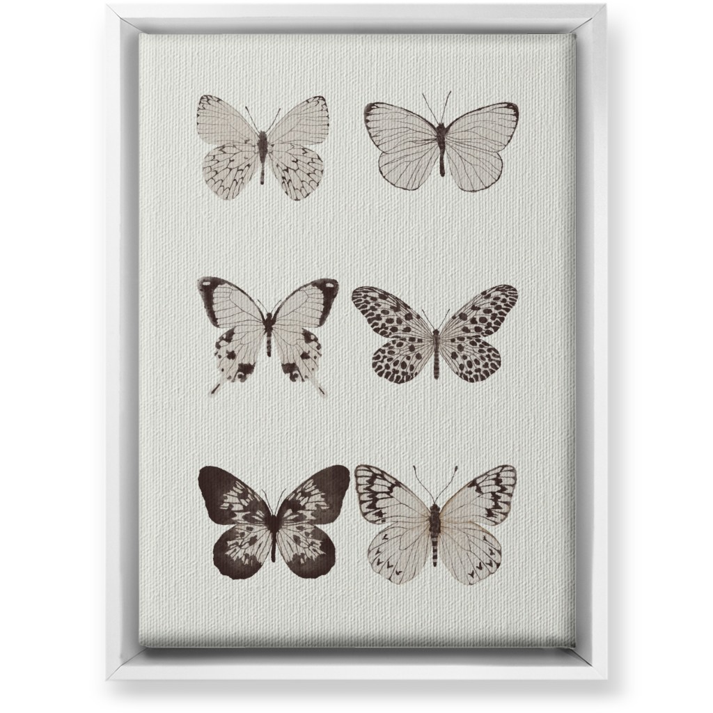 Butterflies Pairs Wall Art, White, Single piece, Canvas, 10x14, Gray, Rye