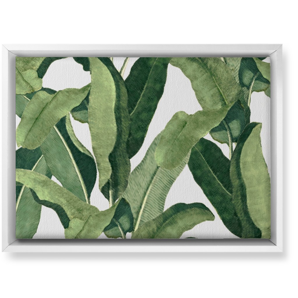 Tropical Leaves - Greens on White Wall Art, White, Single piece, Canvas, 10x14, Green, Classic Green