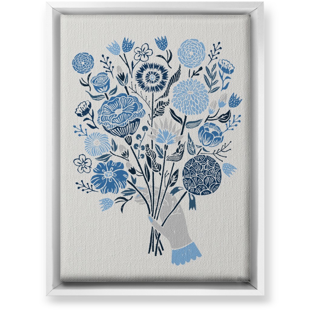 Bouquet in Hand - Blue Wall Art, White, Single piece, Canvas, 10x14, Blue