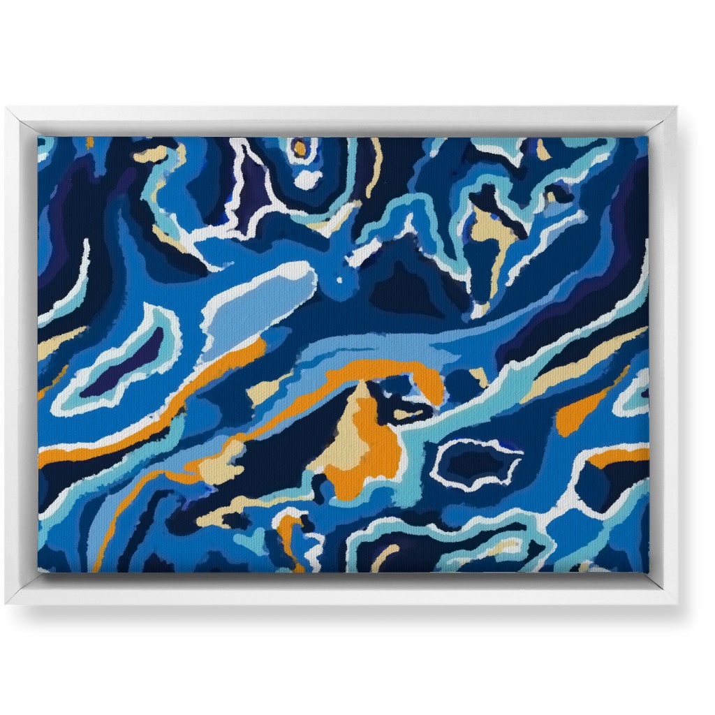 Psychedelic Blues Wall Art, White, Single piece, Canvas, 10x14, Blue, True Blue