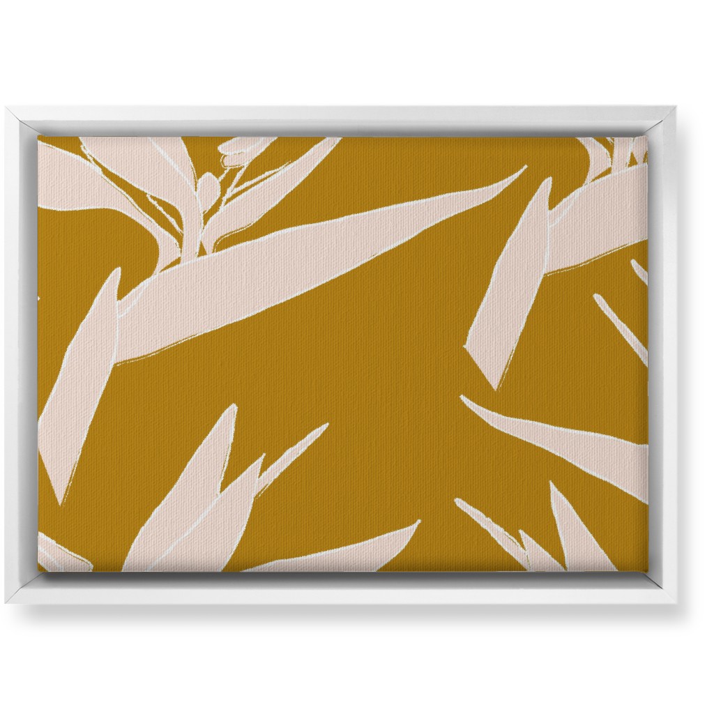 Birds of Paradise - Mustard and Pale Peach Wall Art, White, Single piece, Canvas, 10x14, Yellow, Classic Yellow