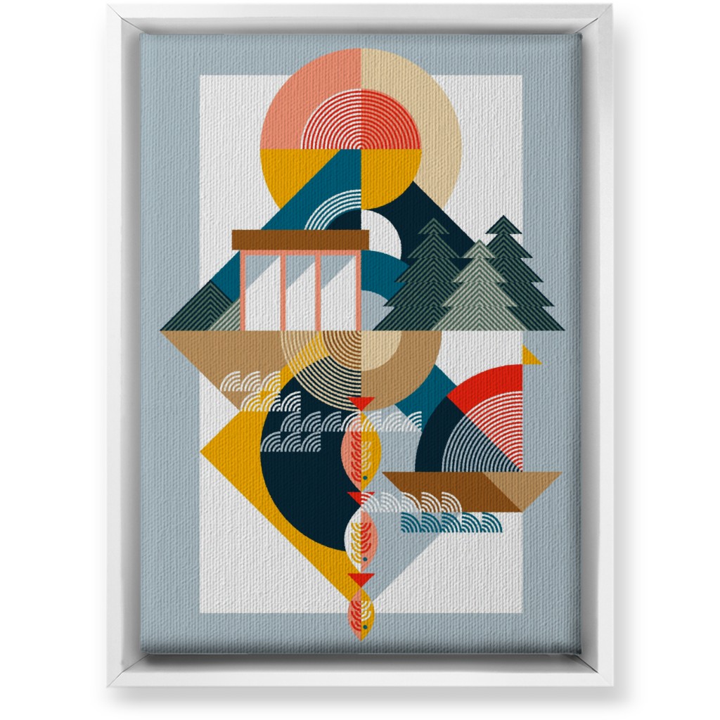 By the Sea Abstract - Multi Wall Art, White, Single piece, Canvas, 10x14, Multicolor