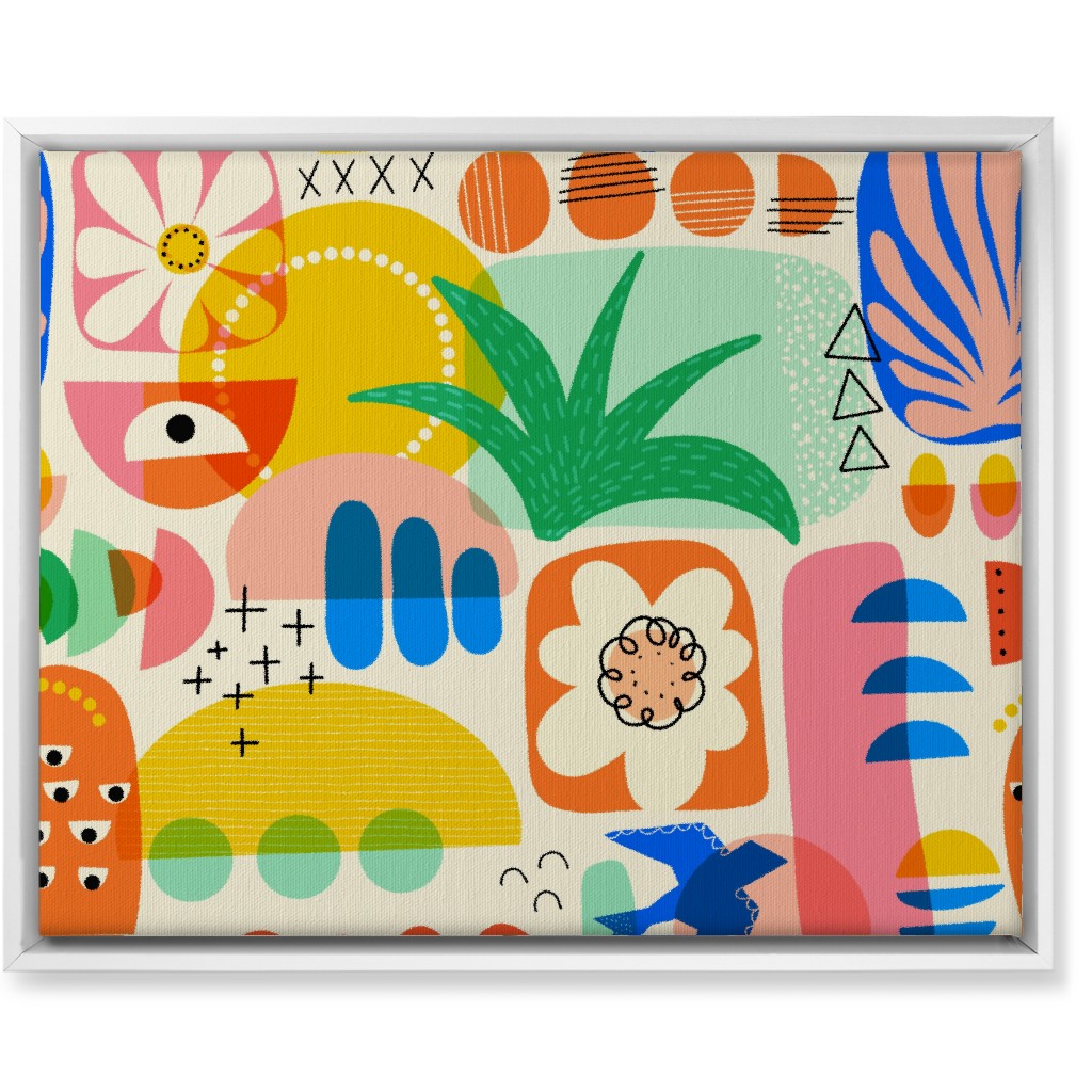 Abstract Shapes Collage - Multi Wall Art, White, Single piece, Canvas, 16x20, Multicolor