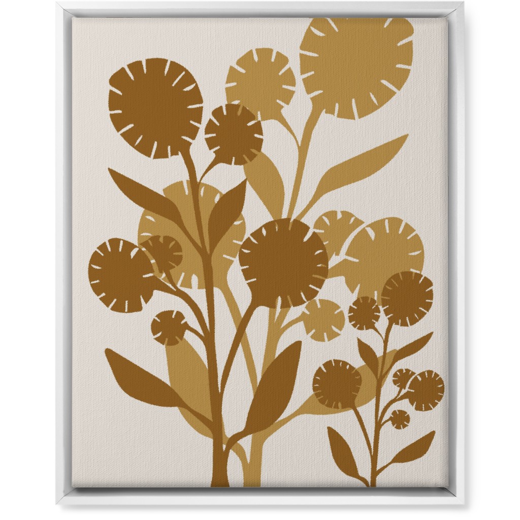 Abstract Flower Wall Art, White, Single piece, Canvas, 16x20, Brown