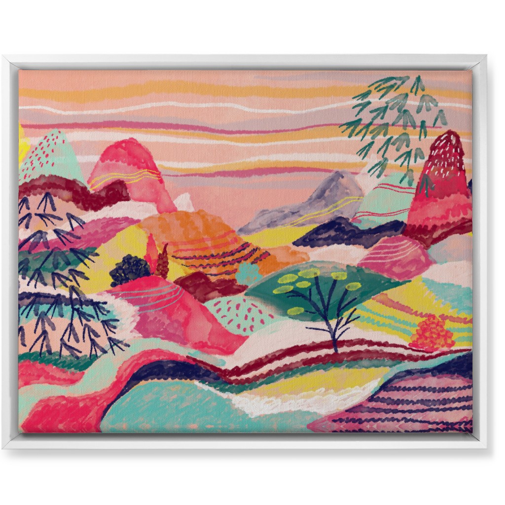 Dreamy Hills Abstract - Vibrant Wall Art, White, Single piece, Canvas, 16x20, Multicolor