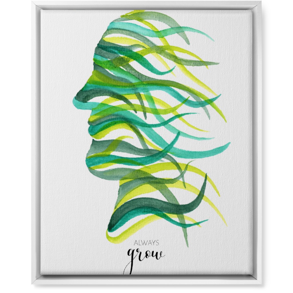 Always Grow - Green Wall Art, White, Single piece, Canvas, 16x20, Green, Classic Green