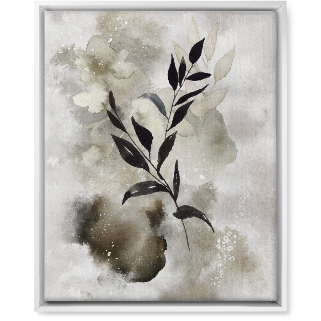 Watercolor Abstract Botanical Wall Art, White, Single piece, Canvas, 16x20, Gray, Ash